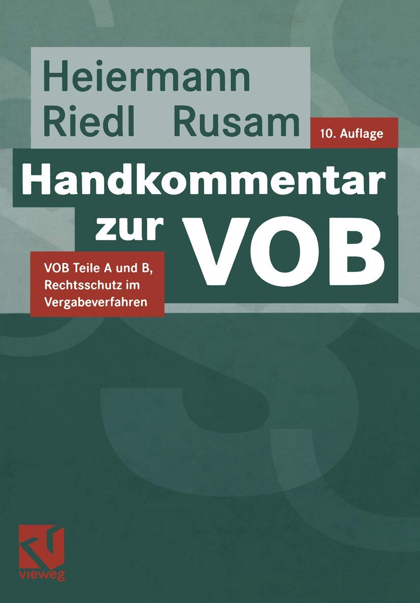 Handkommentar zur VOB: Teile A und B, Rechtsschutz im Vergabeverfahren Law