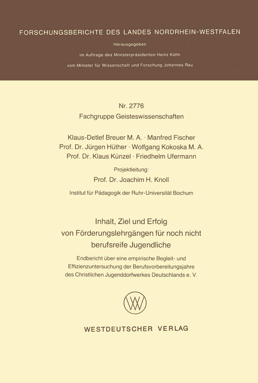 Inhalt, Ziel und Erfolg von Förderungslehrgängen für noch nicht berufsreife Jugendliche Business, Finance & Career
