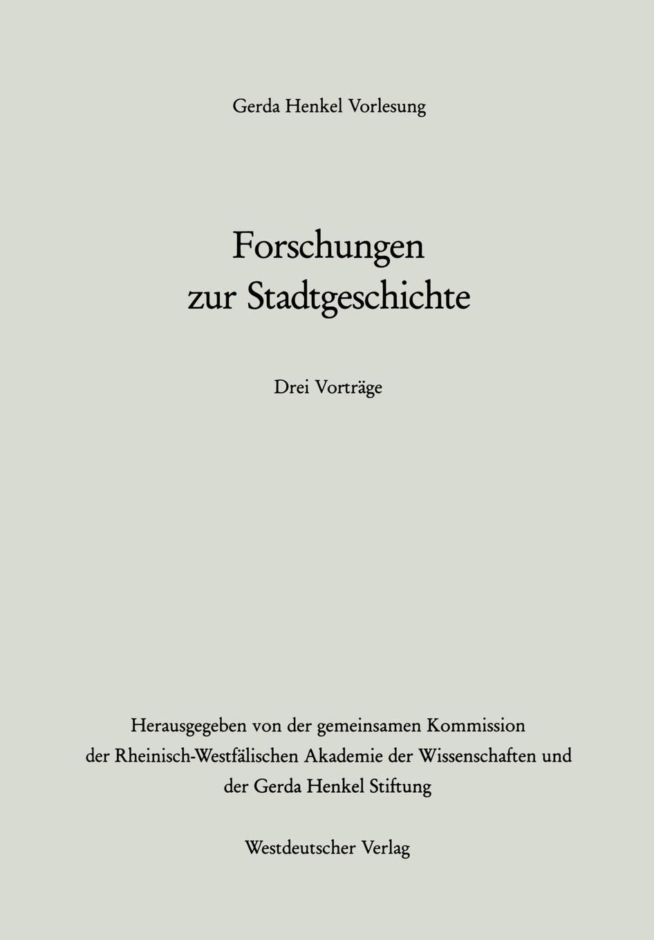 Forschungen zur Stadtgeschichte Social Sciences