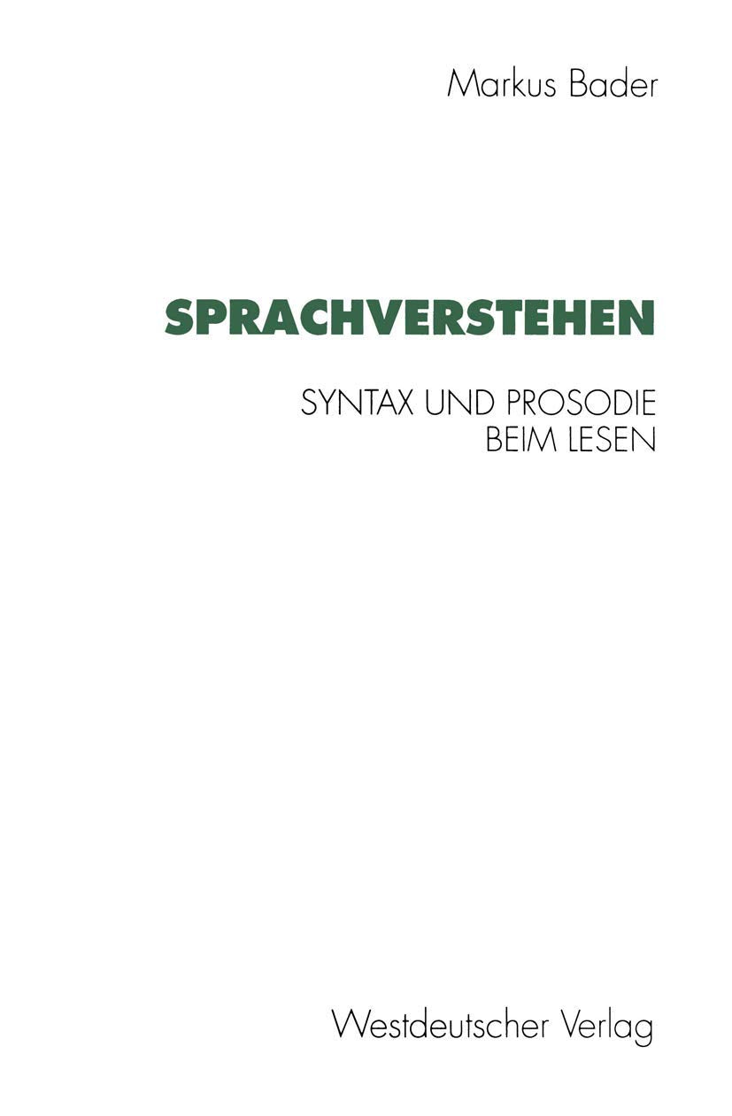 Sprachverstehen: Syntax und Prosodie beim Lesen (Psycholinguistische Studien) Law