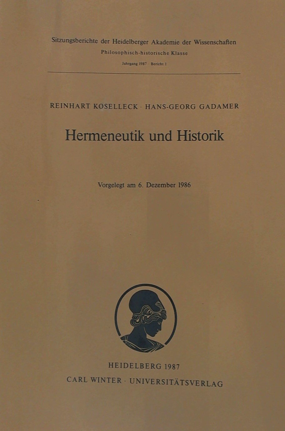 Hermeneutik und Historik (1987/1) Philosophy
