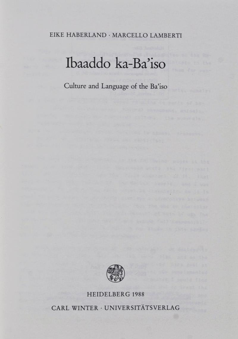 Ibaaddo ka-Ba'iso. Culture and language of the Ba'iso. General education