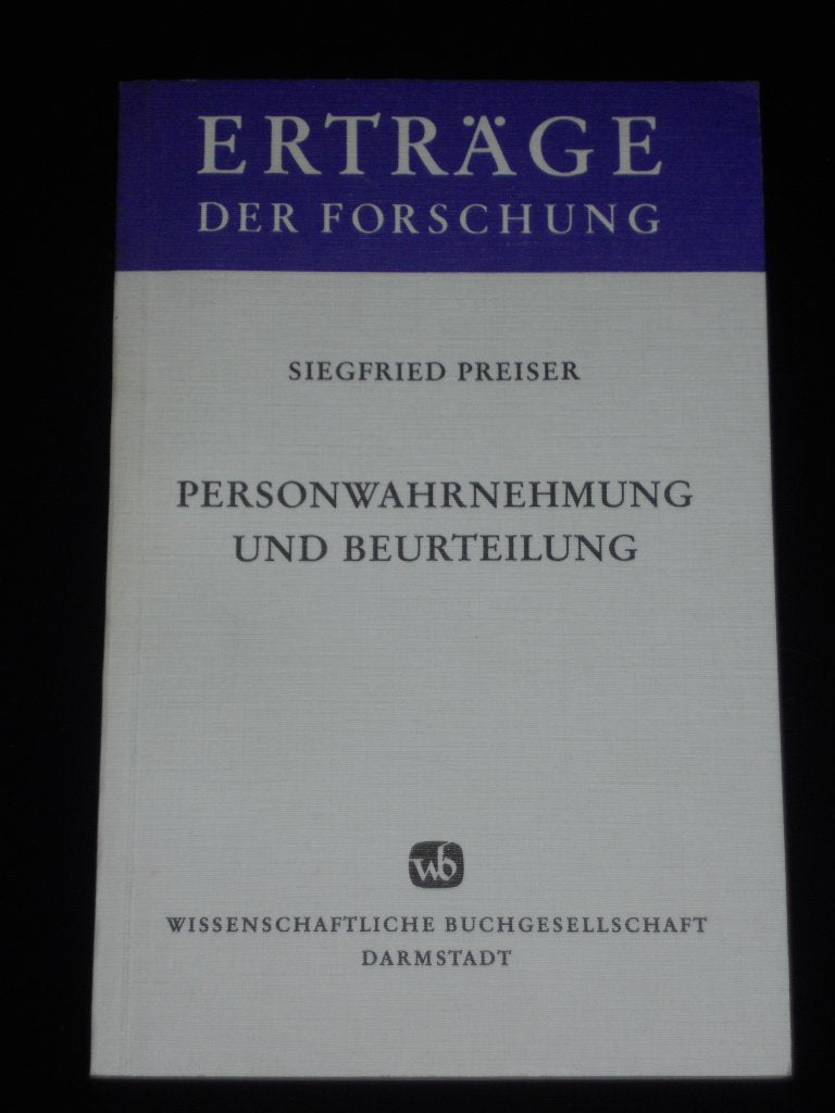 Personwahrnehmung und Beurteilung (Erträge der Forschung) Psychology