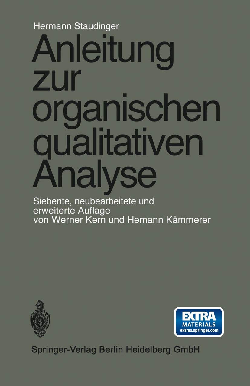 Anleitung zur organischen qualitativen Analyse (German Edition) Natural Sciences
