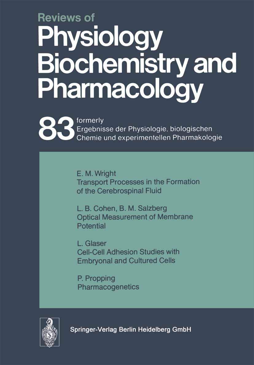Reviews of Physiology, Biochemistry and Pharmacology: Volume: 83 (Reviews of Physiology, Biochemistry and Pharmacology, 83, Band 83) Medicine