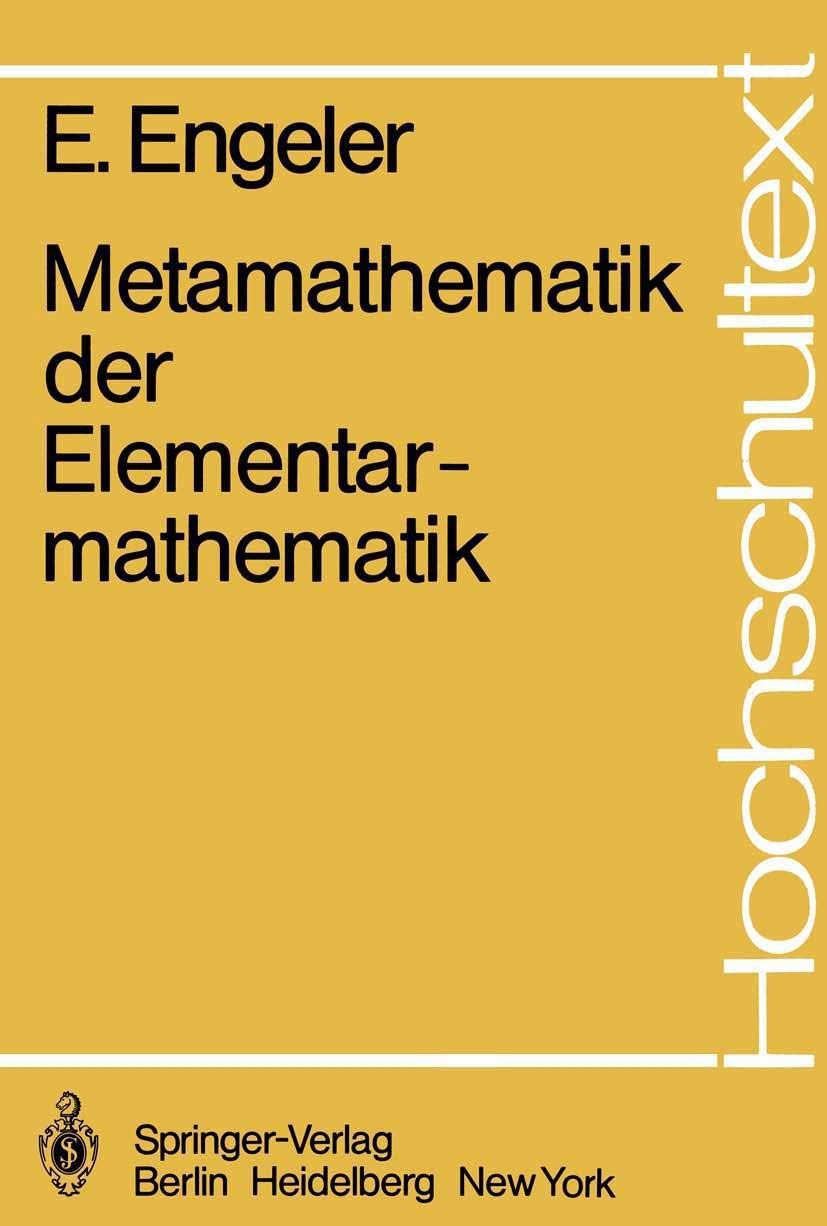 Metamathematik der Elementarmathematik Mathematics Books