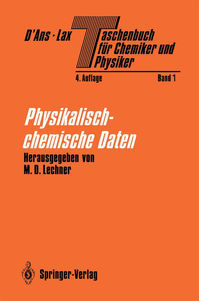 Taschenbuch Fur Chemiker Und Physiker: Physikalisch-chemische Daten book
