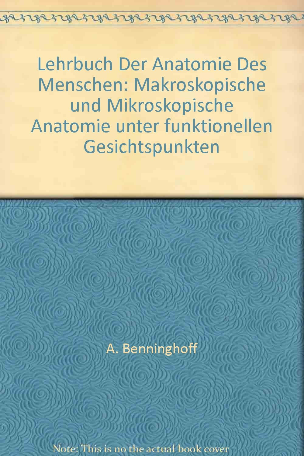 Lehrbuch der Anatomie des Menschen Medicine Books