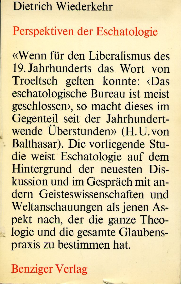 Perspektiven der Eschatologie Books