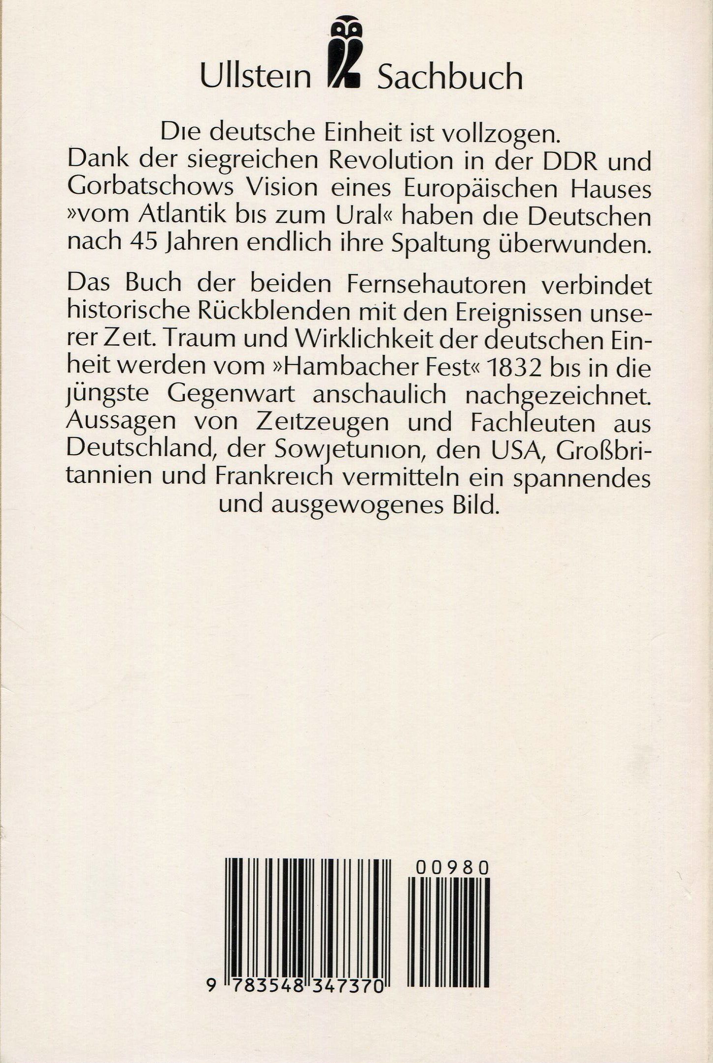 Die deutsche Einheit. Traum und Wirklichkeit. Film, Art & Culture