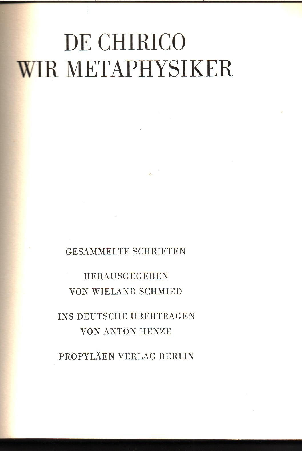 Wir Metaphysiker. ( Gesammelte Schriften.) Film, Art & Culture