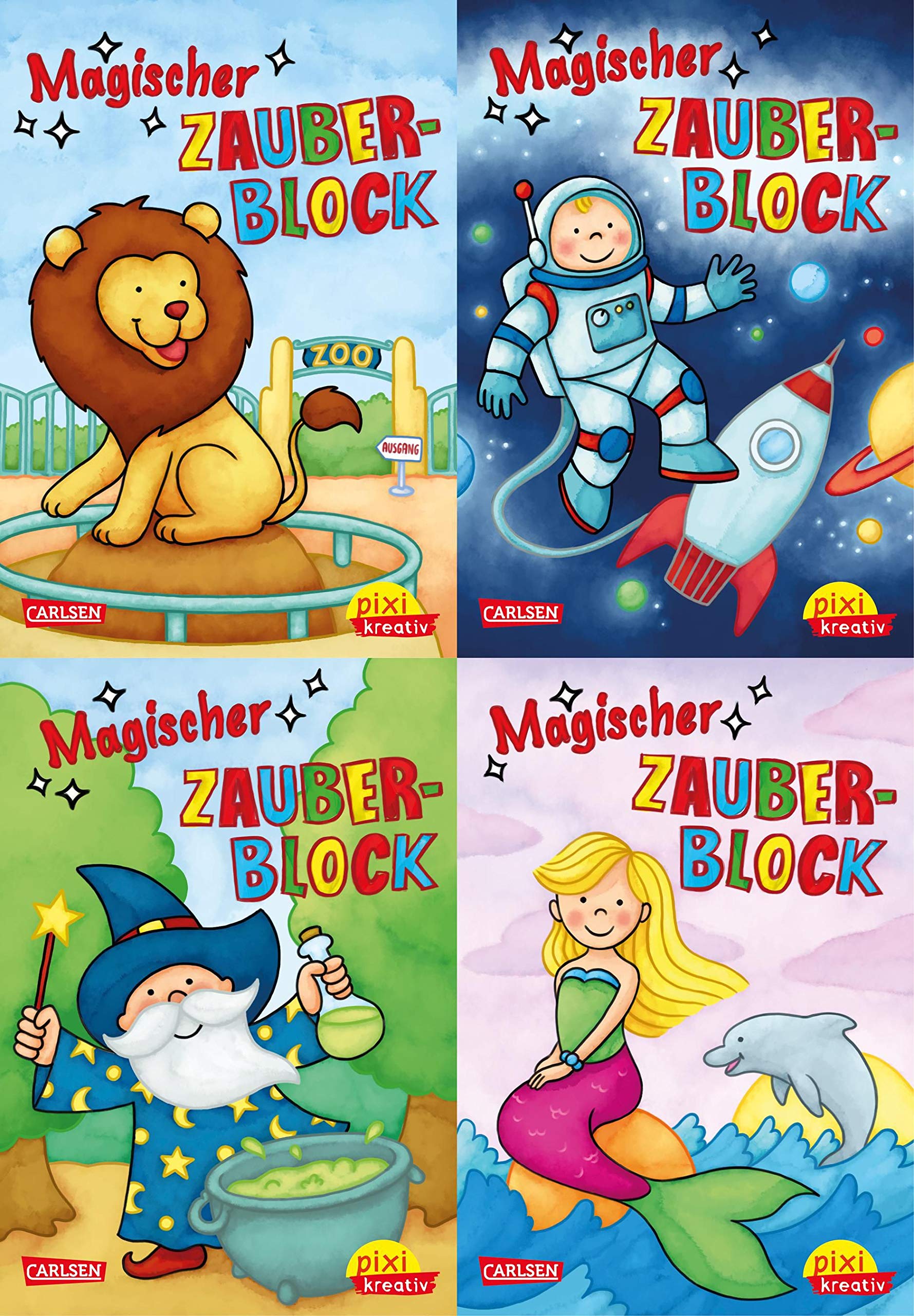 Pixi kreativ 4er-Set 25: Neue magische Zauberblöcke (4x1 Exemplar): Zoo - Weltraum - Zauberei - Unter Wasser (25) Non-fiction