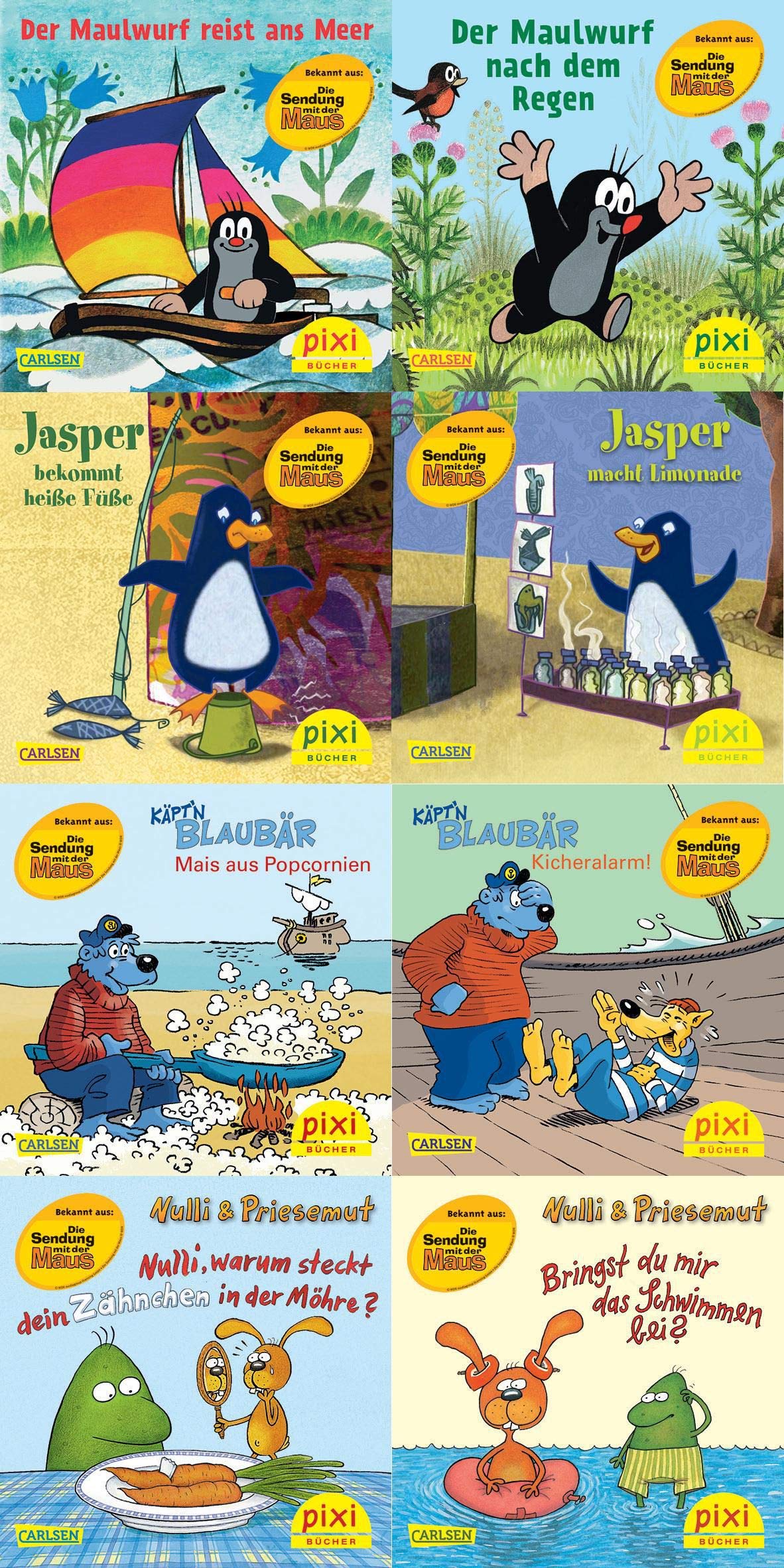Pixi-Box 211: Freunde der Maus (8x8 Exemplare) (211): Der Maulwurf am Meer; Der Maulwurf nach dem Regen; Jasper bekommt heiße Füße; Jasper macht ... Zähnchen in der Möhre?; Nulli & Priesemu... Novels & Short Stories