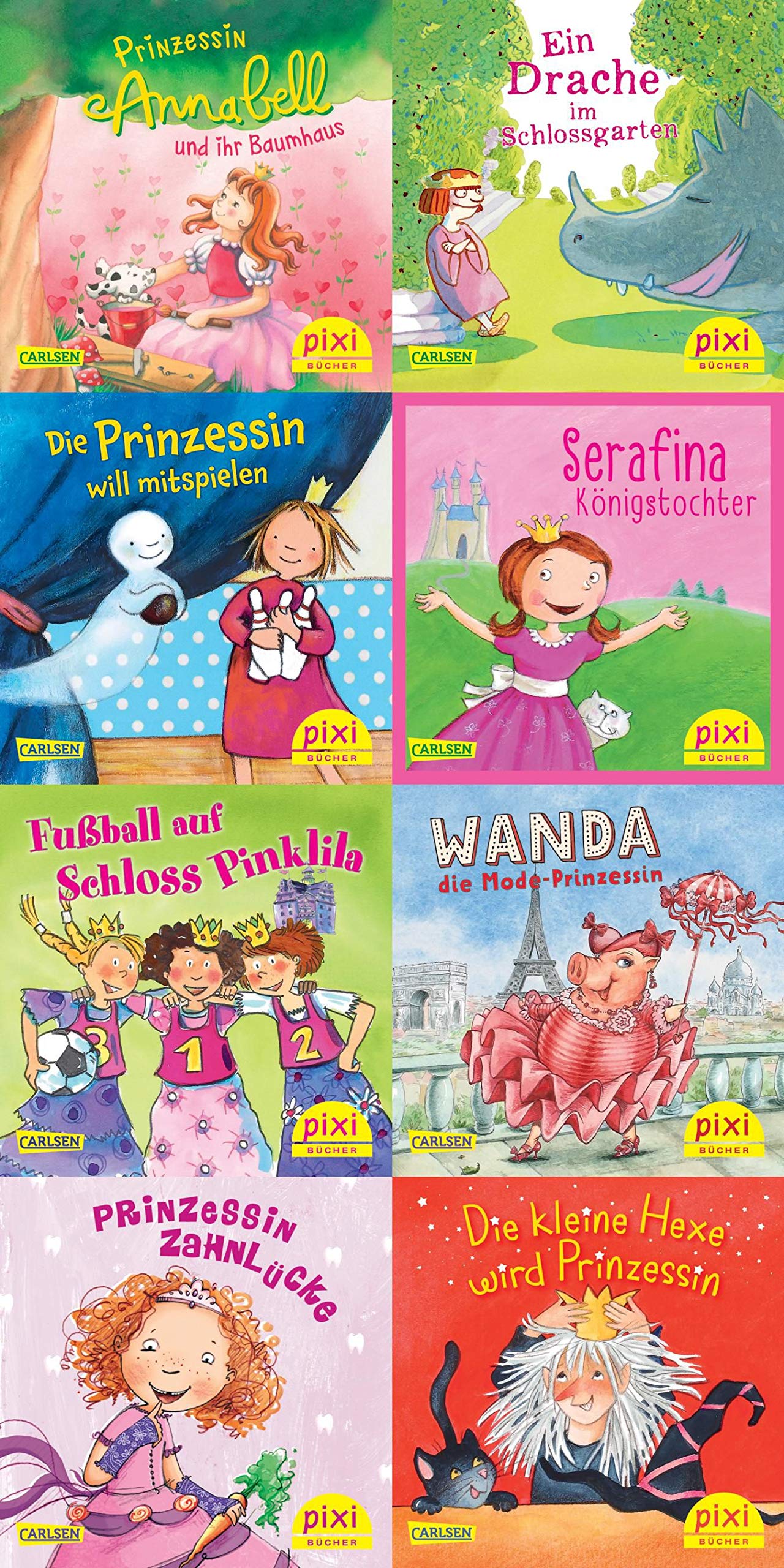 Pixis Prinzessinnen-Parade (8x8 Exemplare): Die kleine Hexe wird Prinzessin; Prinzessin Annabell und ihr Baumhaus; Die Prinzessin will mitspielen; ... Wanda die Mode-Prinzessin (Pixi-Box) Novels & Short Stories
