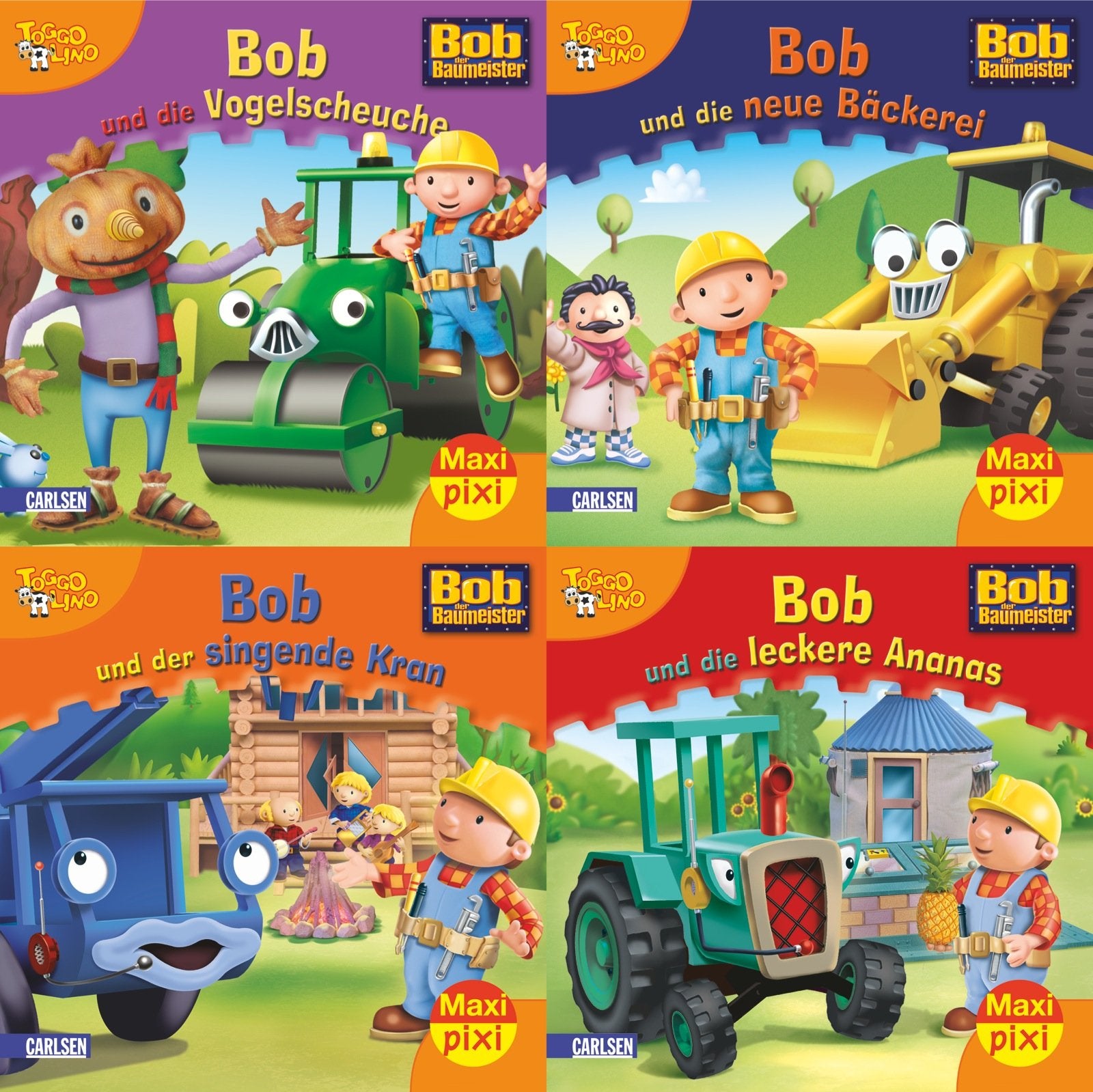 Maxi-Pixi-Serie Nr. 15: Bob der Baumeister: Bob und die leckere Ananas; Bob und der singende Kran; Bob und die neue Bäckerei; Bob und die Vogelscheuche Novels & Short Stories