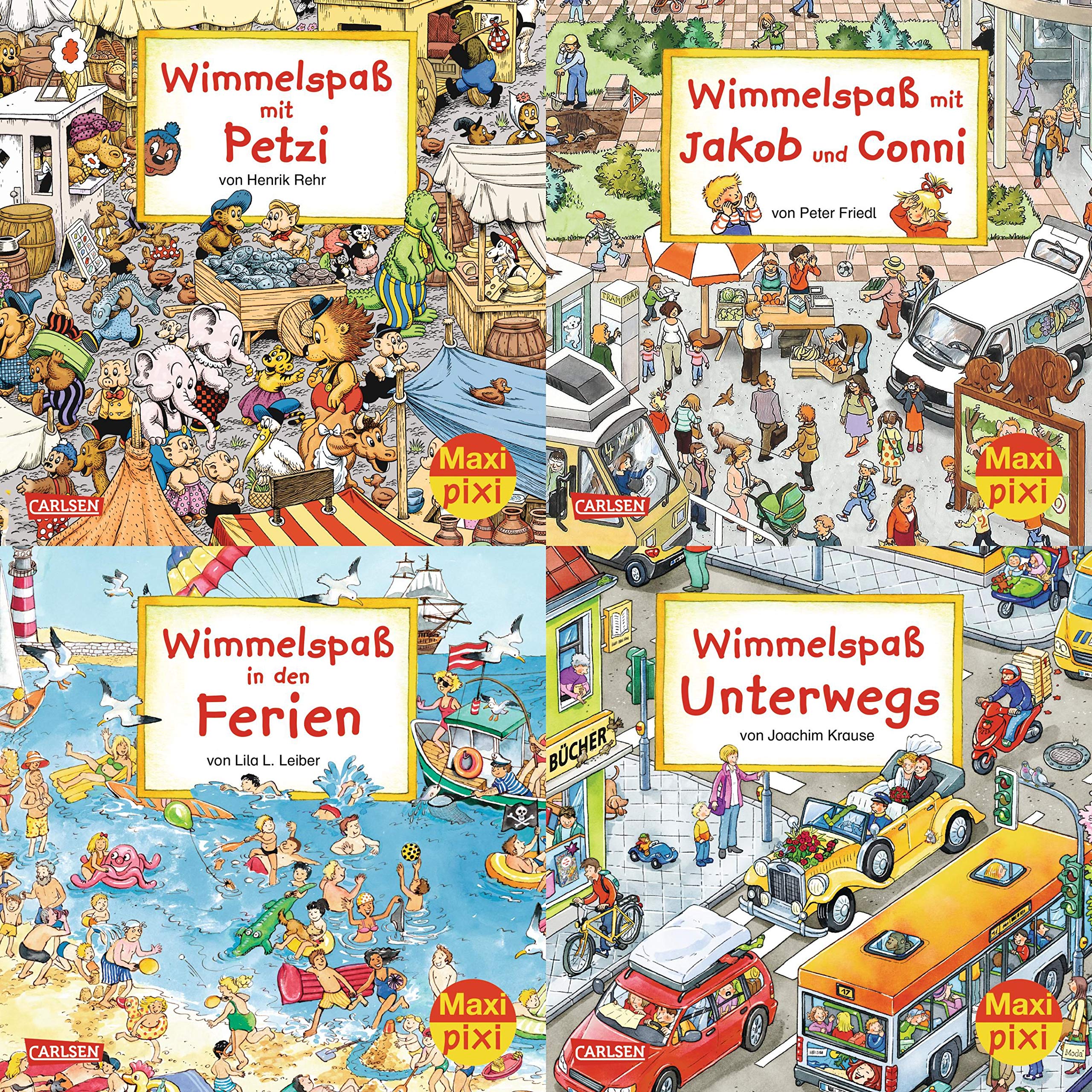 Maxi-Pixi-Box 43: Wimmelbilder 4 (4x5 Exemplare) (43): Wimmelspaß mit Petzi; Wimmelspaß in den Ferien; Wimmelspaß unterwegs; Wimmelspaß mit Jakob und Conni Non-fiction