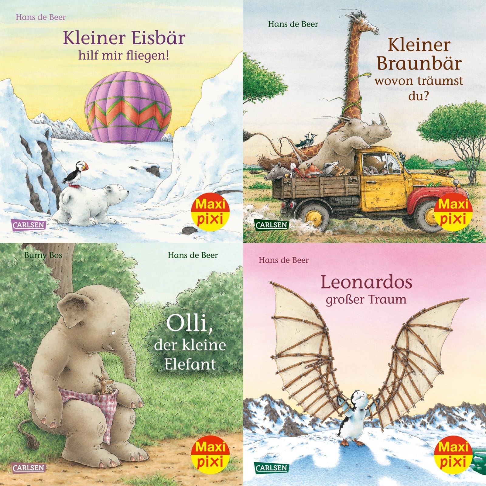 Maxi-Pixi-Box 55: Tiergeschichten von Hans de Beer (4x5 Exemplare) (55): Enth.: Kleiner Eisbär, hilf mir fliegen!; Kleiner Braunbär, wovon träumst du?; Olli, der kleine Elefant; Leonardos großer Traum Non-fiction