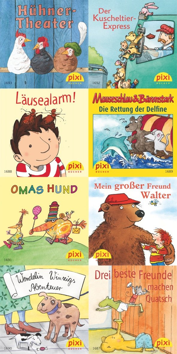 Pixi-Serie Nr. 188: Total tolle Tiere: Mein großer Freund Walter; Der Kuscheltier-Express; Wendelin Winzigs Abenteuer; Läusealarm; Mauseschlau & ... Omas Hund; Drei beste Freunde machen Quatsch Children's books