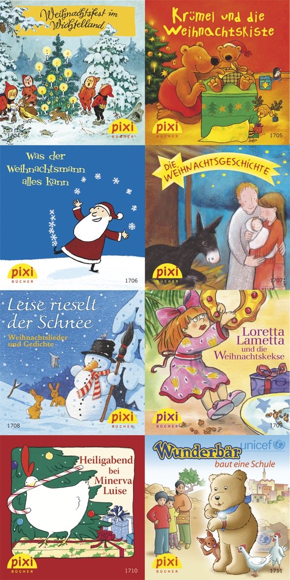 Pixi-Serie Nr. W24: Serie W24: Leise rieselt der Schnee: Leise rieselt der Schnee (Nr.1704-1711). Loretta Lametta und die Weihnachtskekse; Heiligabend ... rieselt der Schnee; Die Weihnachtsgeschichte Children's books