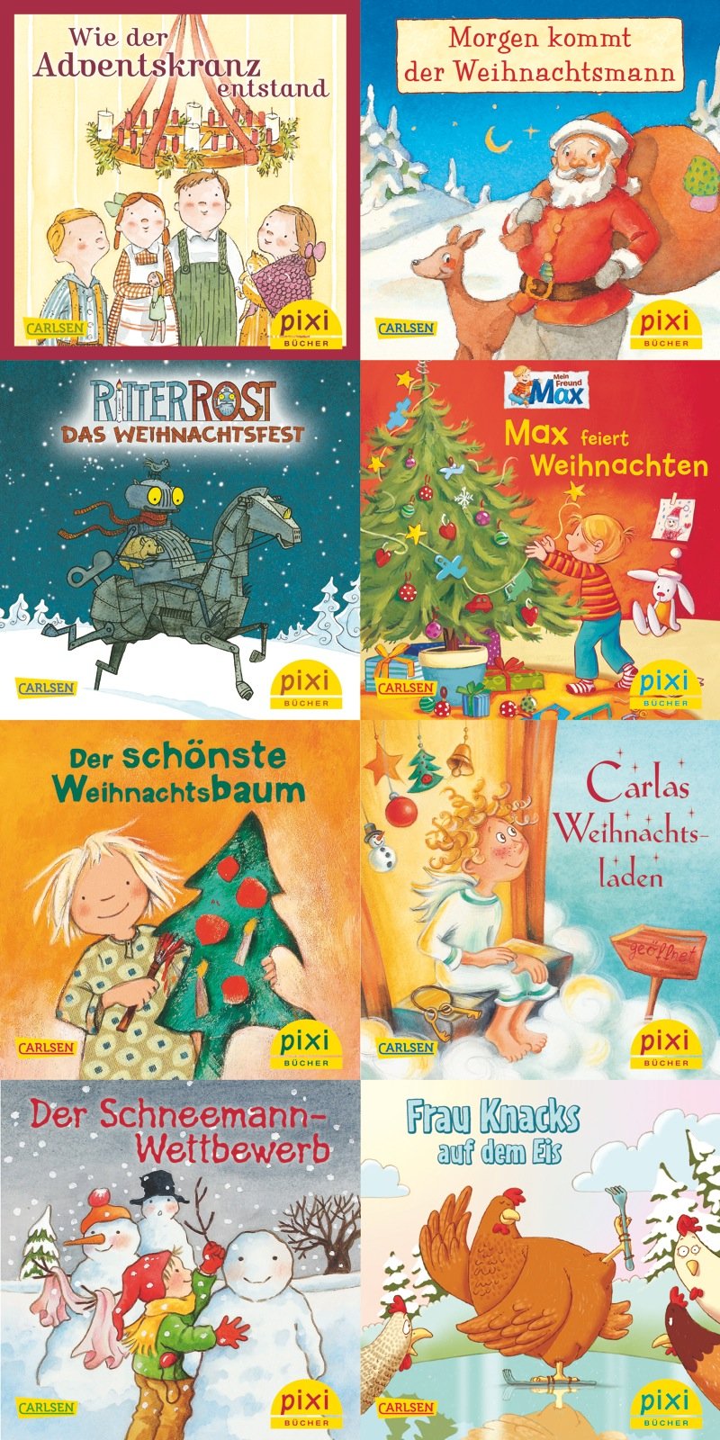 Pixi-Weihnachts-Box 29: Morgen kommt der Weihnachtsmann (8x8 Exemplare): Wie der Adventskranz entstand; Morgen kommt der Weihnachtsmann; Ritter Rost - ... Frau Knacks auf dem Eis Novels & Short Stories