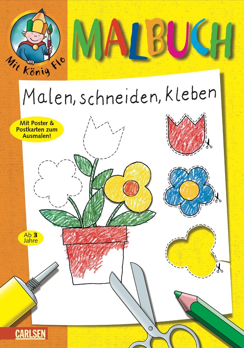 Mal- und Spielbuch mit König Flo: Malen, schneiden, kleben: Mit Poster und Postkarten zum Ausmalen Non-fiction