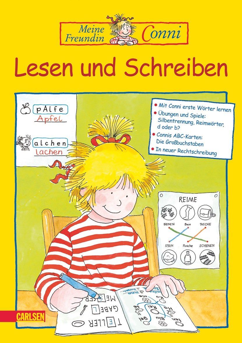 Conni Gelbe Reihe: Lesen und Schreiben: Mit Conni erste Wörter lernen; Übungen und Spiele: Silbentrennung, Reimwörter, V oder W?; Connis ABC-Tafeln: die Groß- und Kleinbuchstaben Non-fiction