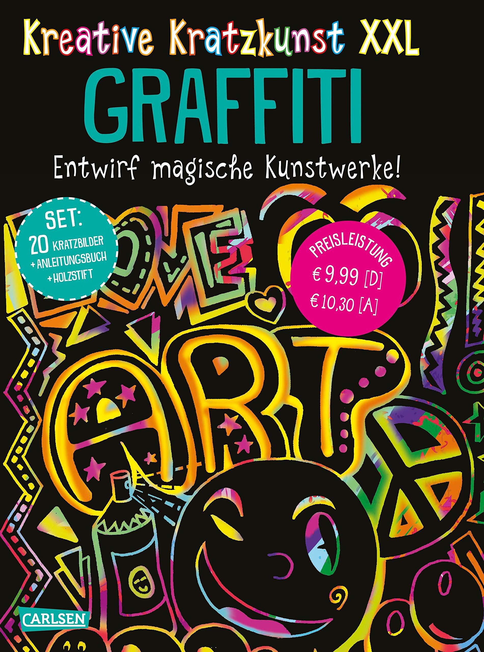 Kreative Kratzkunst XXL: Graffiti: Set mit 20 Kratztafeln, Mappe, Anleitungsbuch und Holzstift Hobbies & Crafts
