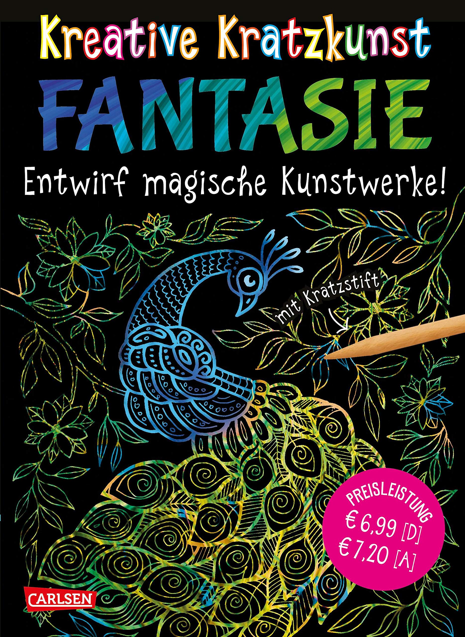 Kreative Kratzkunst: Fantasie: Set mit 10 Kratzbildern, Anleitungsbuch und Holzstift Non-fiction