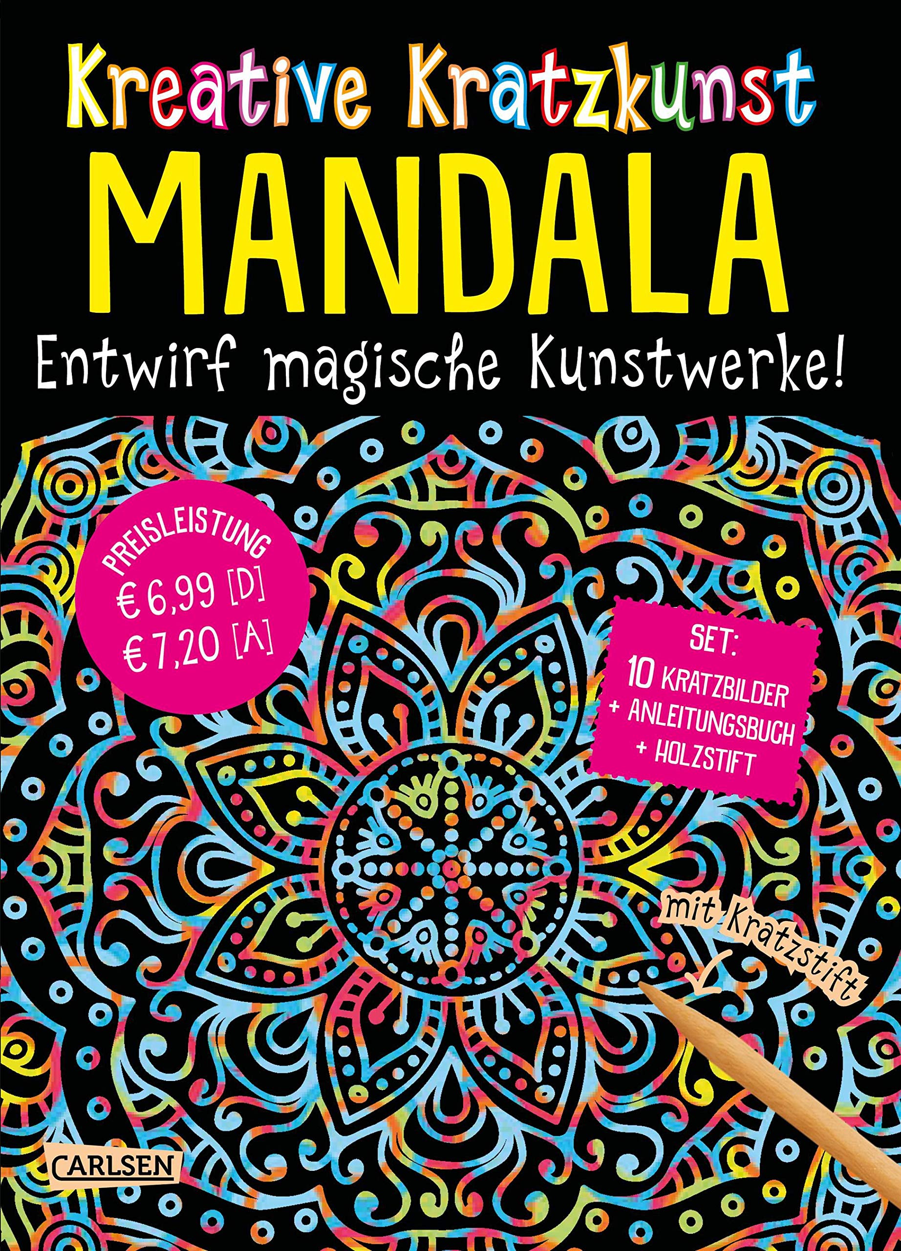 Kreative Kratzkunst: Mandala: Set mit 10 Kratzbildern, Anleitungsbuch und Holzstift Non-fiction