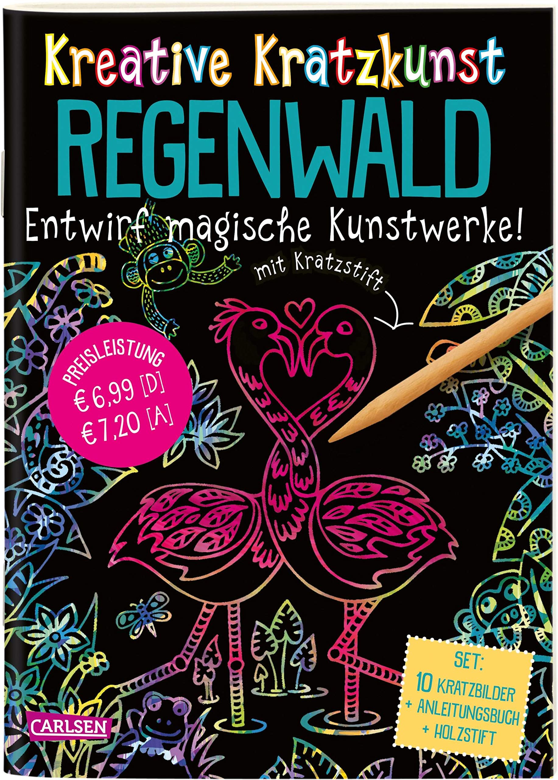 Kreative Kratzkunst: Regenwald: Set mit 10 Kratzbildern, Anleitungsbuch und Holzstift: Kinderbeschäftigung ab 5 Study Guides