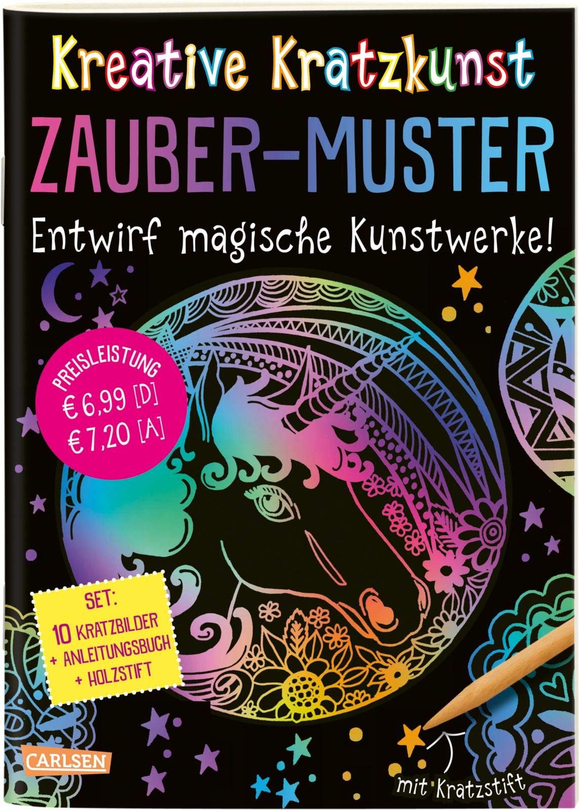Kreative Kratzkunst: Zauber-Muster: Set mit 10 Kratzbildern, Anleitungsbuch und Holzstift book