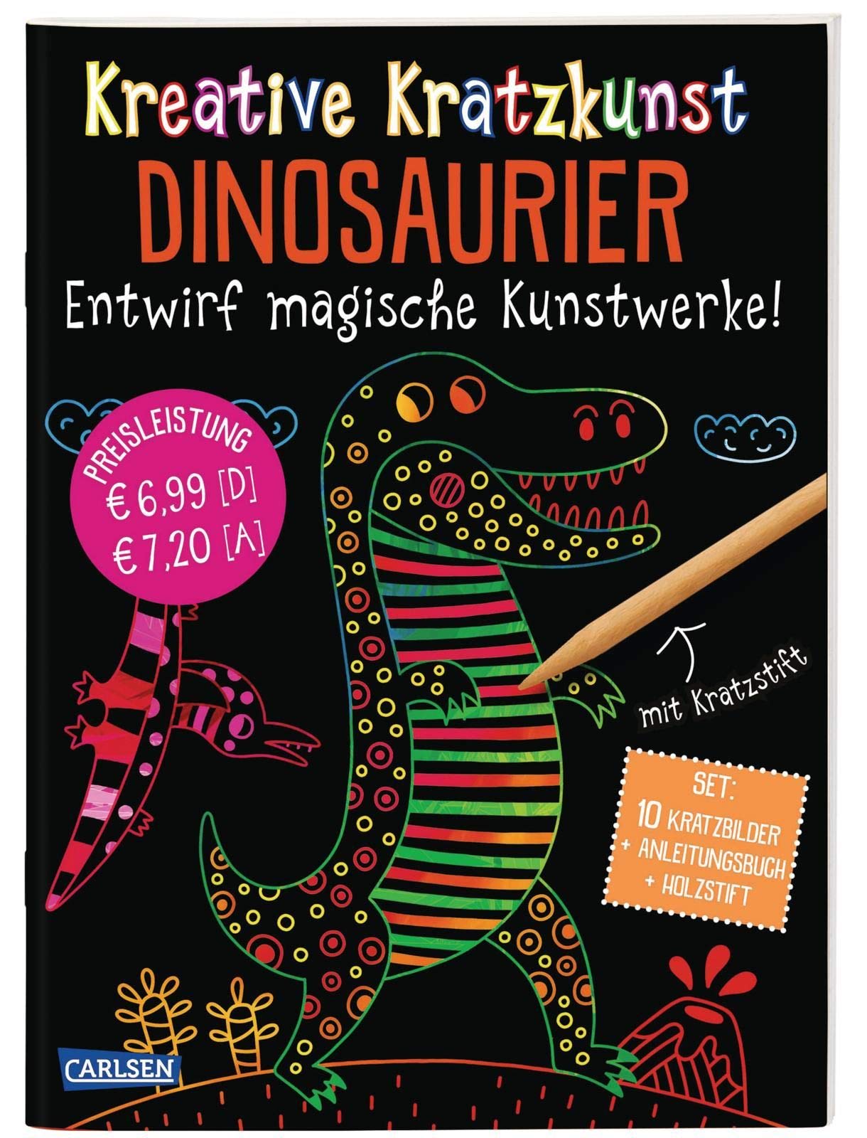 Kreative Kratzkunst: Dinosaurier: Set mit 10 Kratzbildern, Anleitungsbuch und Holzstift Novels & Short Stories