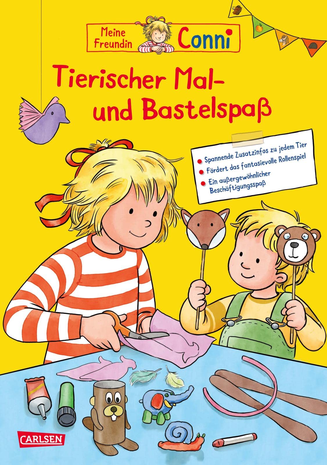 Conni Gelbe Reihe (Beschäftigungsbuch): Tierischer Mal- und Bastelspaß: Tolle Bastelvorlagen, Ausmalbilder und Rätsel für Tierfans ab 4 Jahren Non-fiction