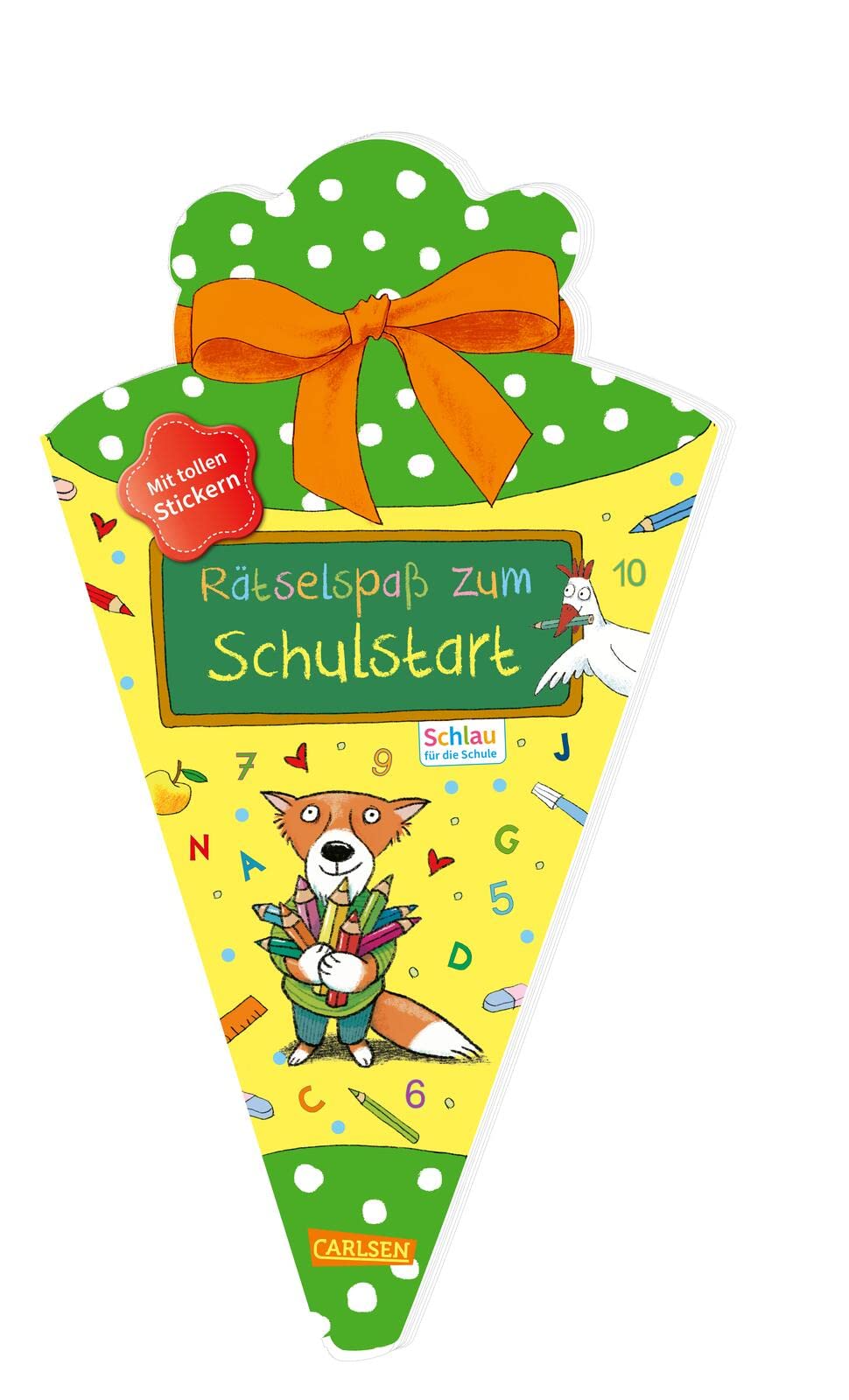 Schlau für die Schule: Rätselspaß zum Schulstart mit Stickern (Schultüte 2023 grün/gelb): Eintragbuch zur Einschulung mit Steckbriefen, Lernspielen und Aufklebern für die Schultüte Non-fiction