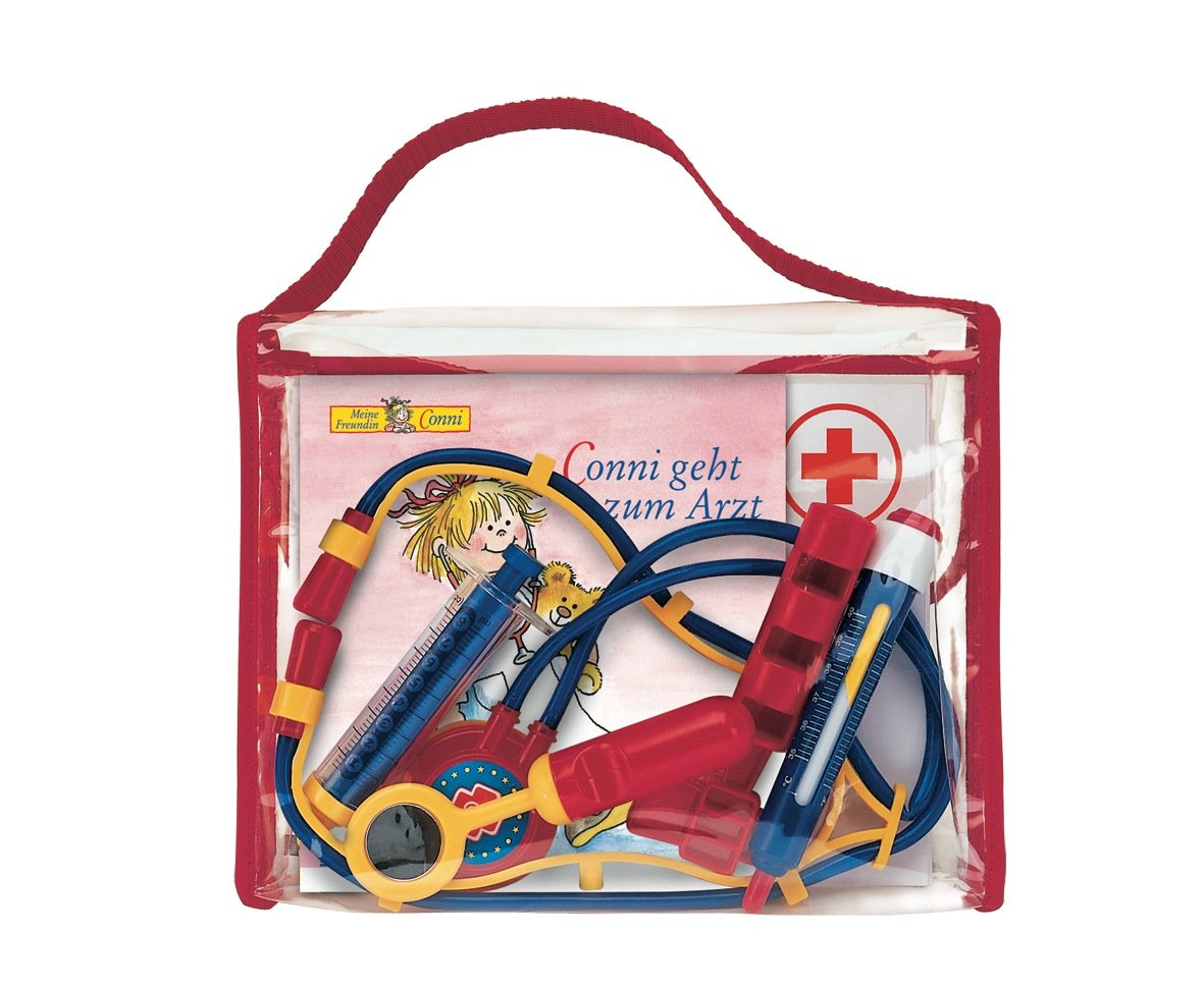 Meine Conni-Arzttasche: Conni-Bilderbuch "Conni geht zum Arzt" in lustiger Tasche mit Rezeptblock, Ausmalbogen, Spiegel, Fieberthermometer, Spritze, ... Spritze, Reflexhämmerchen und Stethoskop Children's books