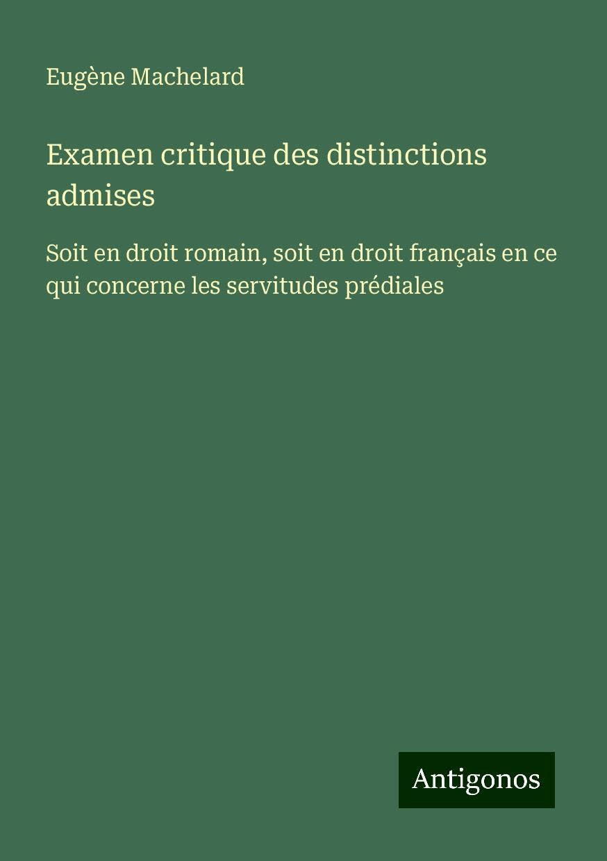 Examen critique des distinctions admises Books