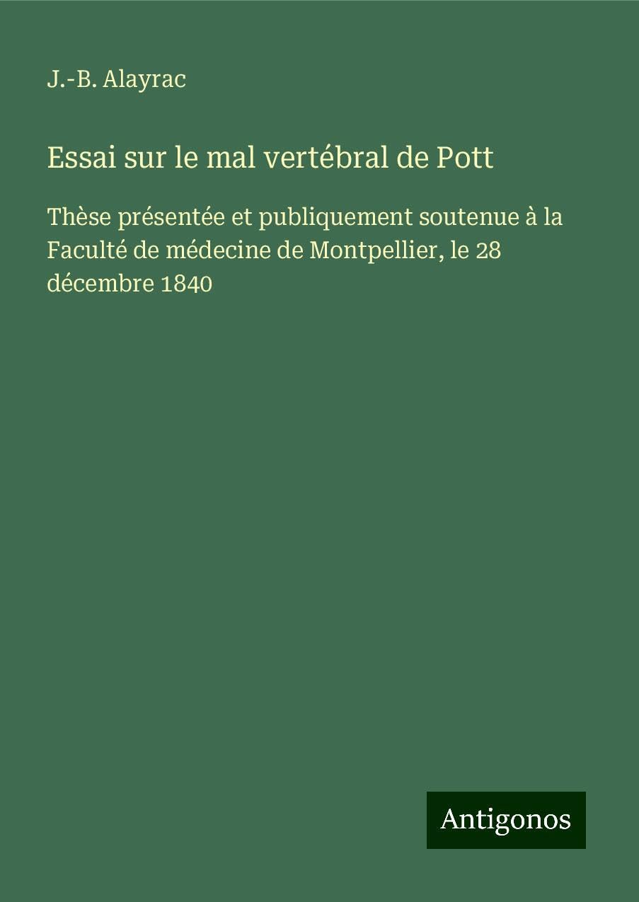 Essai sur le mal vertébral de Pott Books