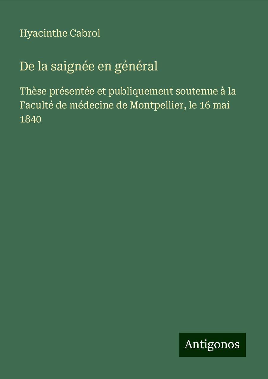 Product Image: De la saignée en général