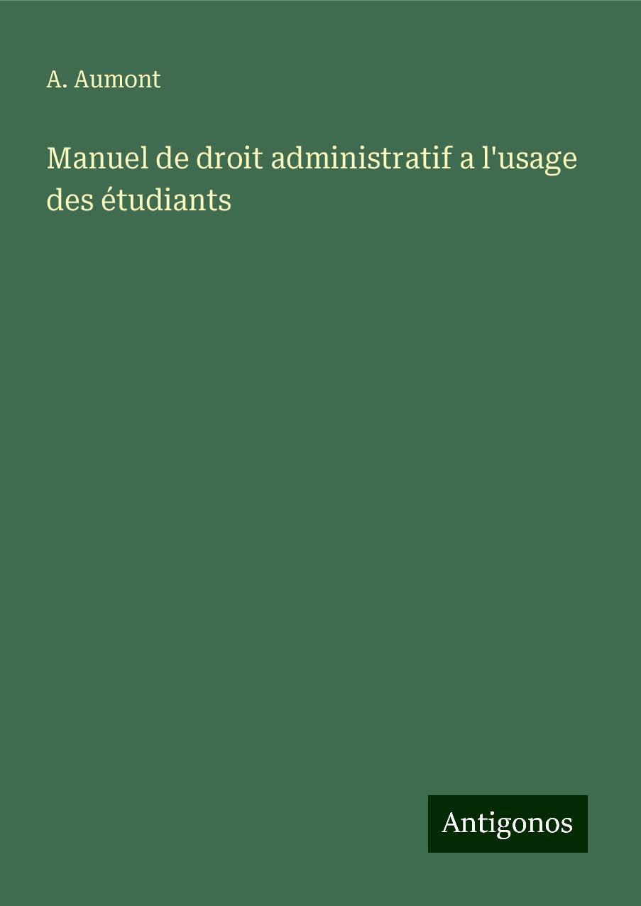 Product Image: Manuel de droit administratif a l'usage des étudiants