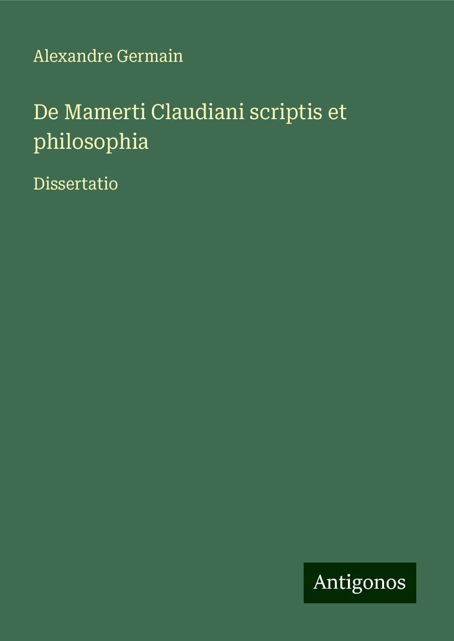 Product Image: De Mamerti Claudiani scriptis et philosophia
