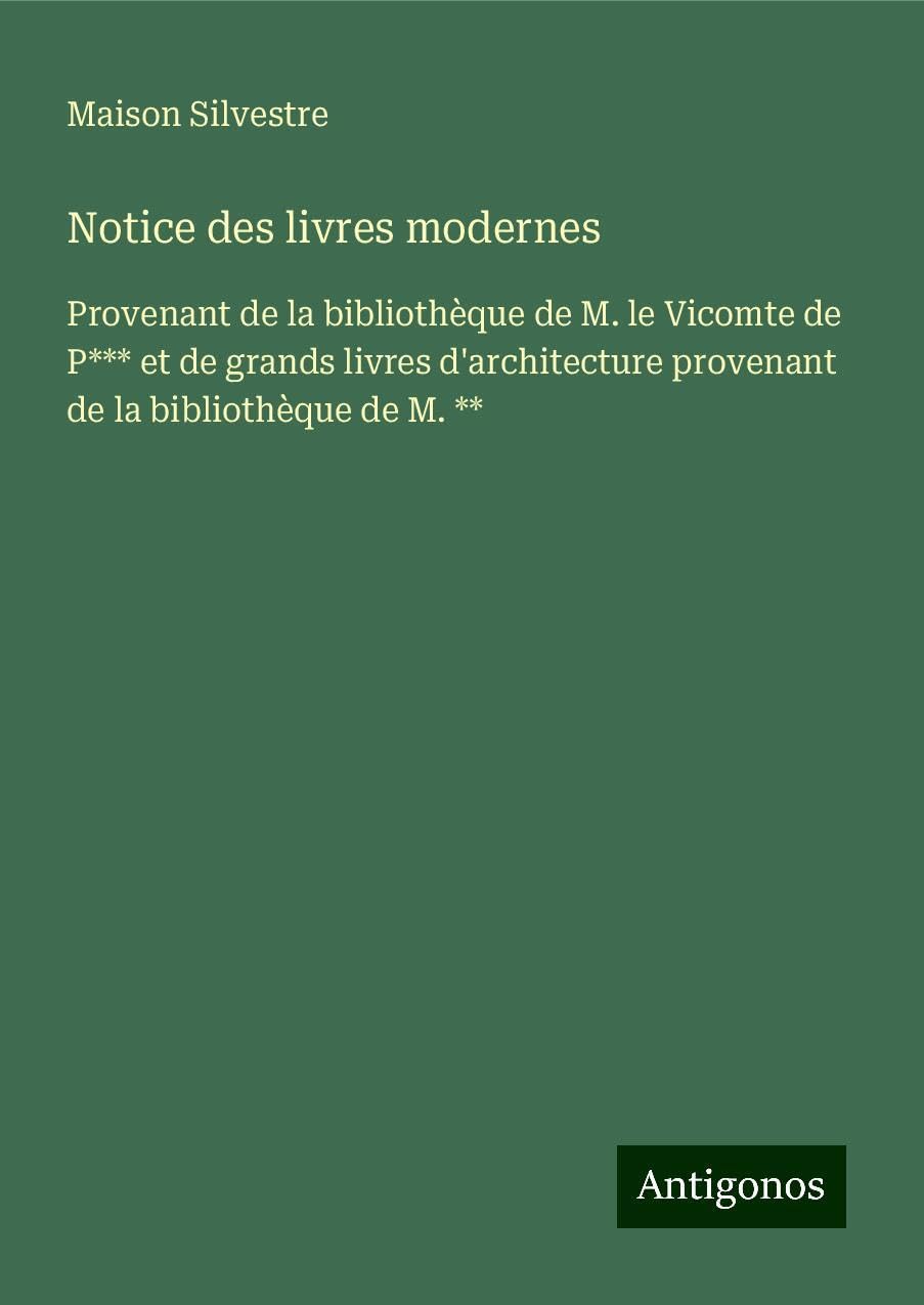 Notice des livres modernes Books