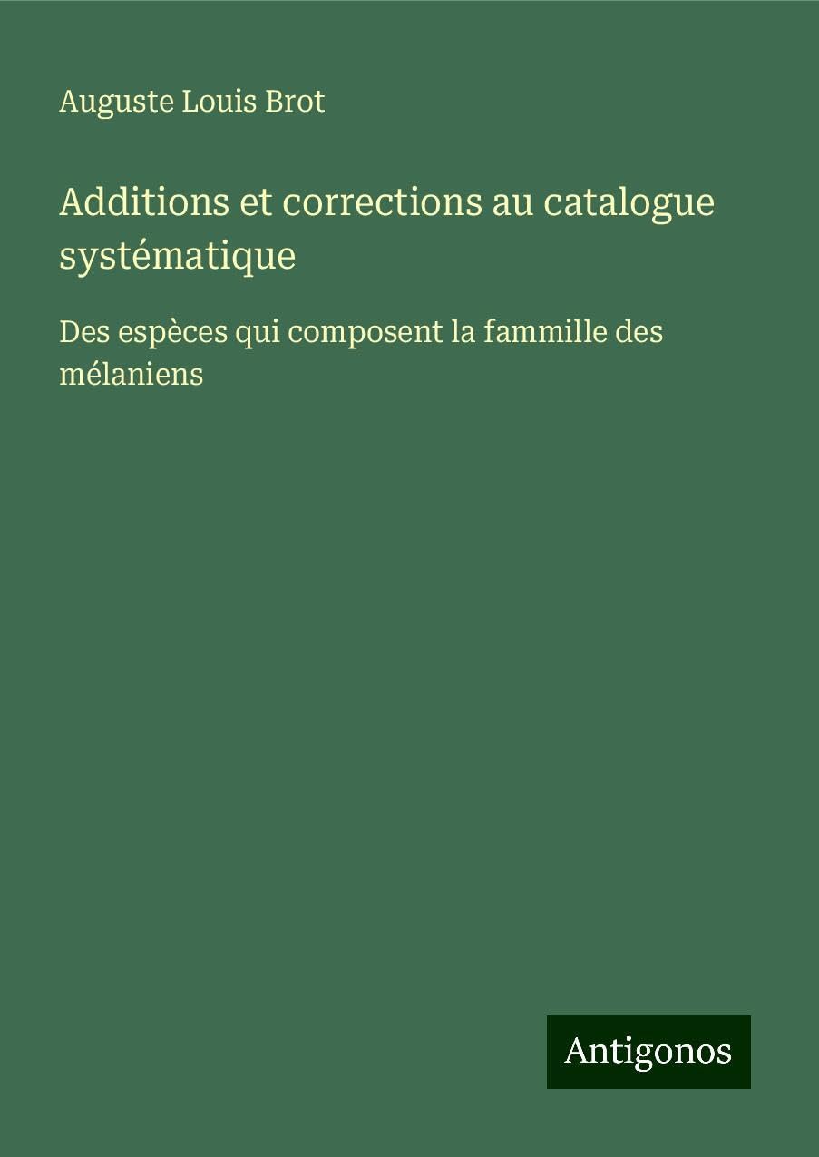Additions et corrections au catalogue systématique Books