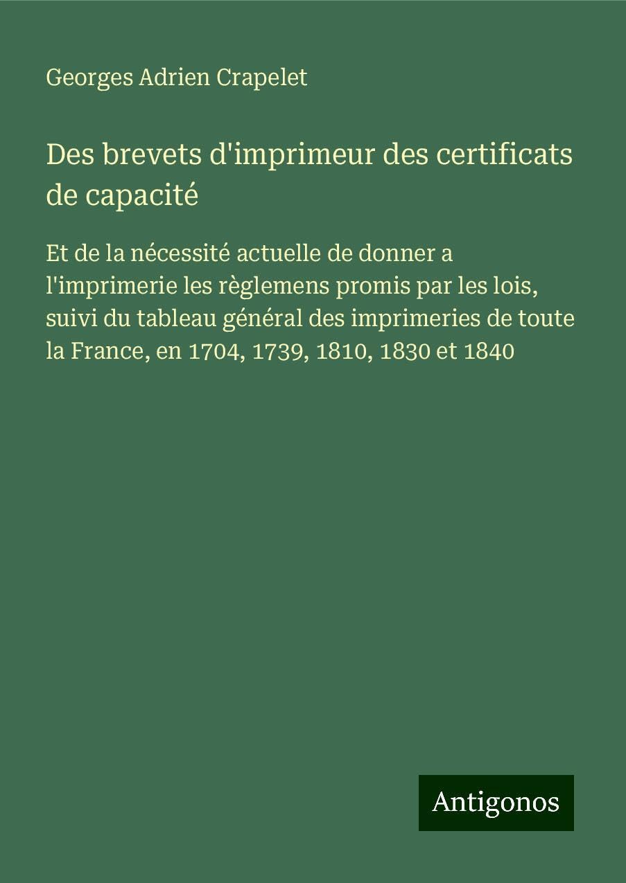Des brevets d'imprimeur des certificats de capacité Books