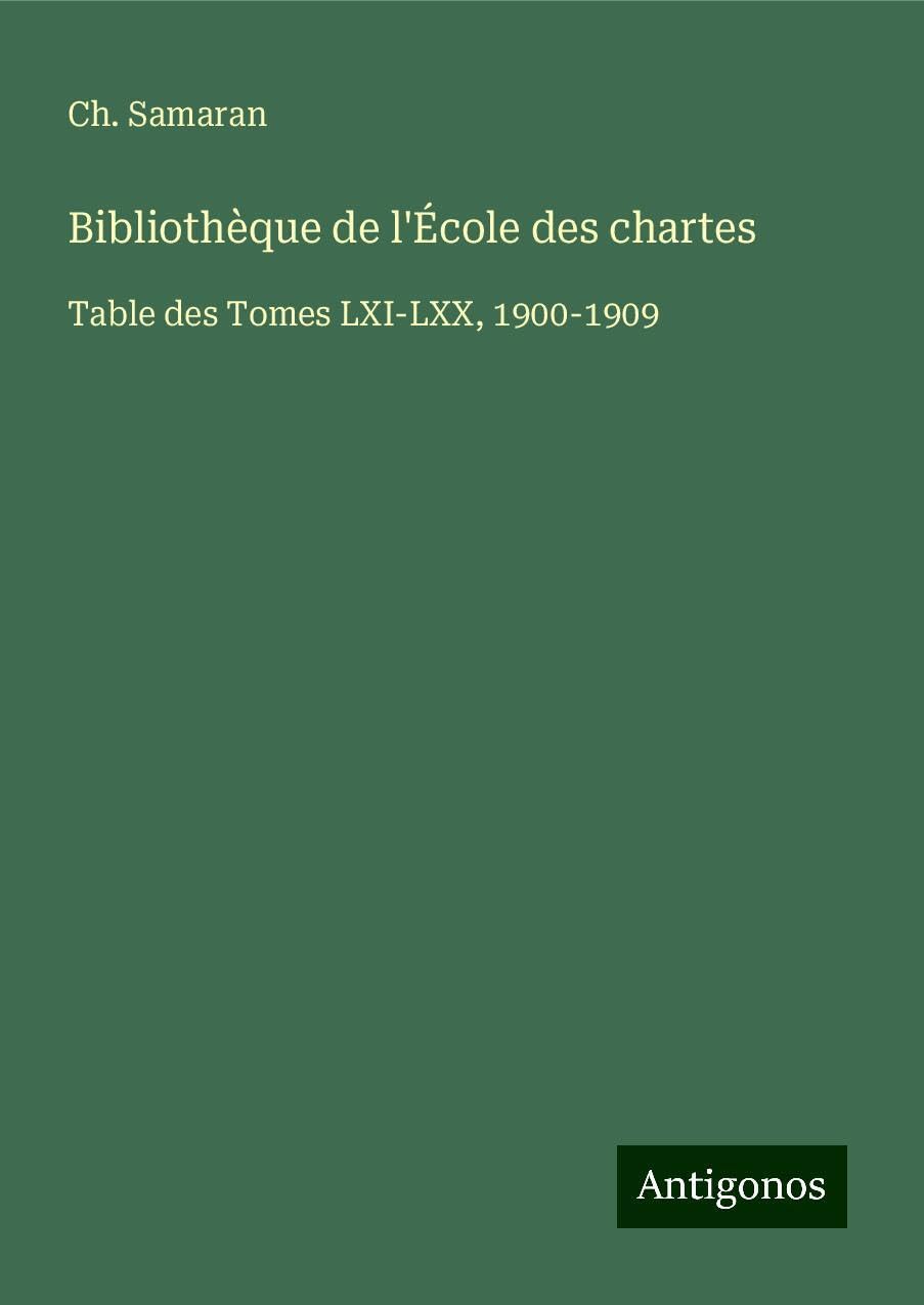 Bibliothèque de l'École des chartes Classics