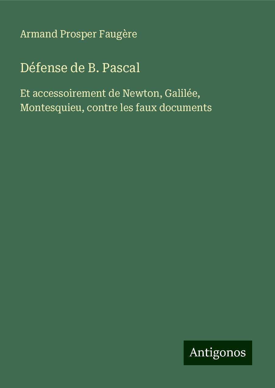Product Image: Défense de B. Pascal