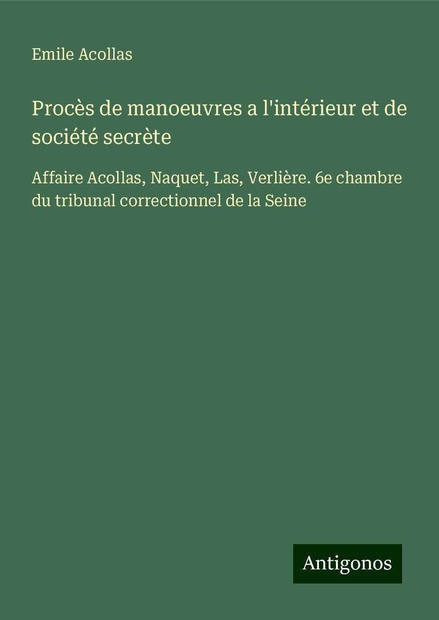 Procès de manoeuvres a l'intérieur et de société secrète Classics