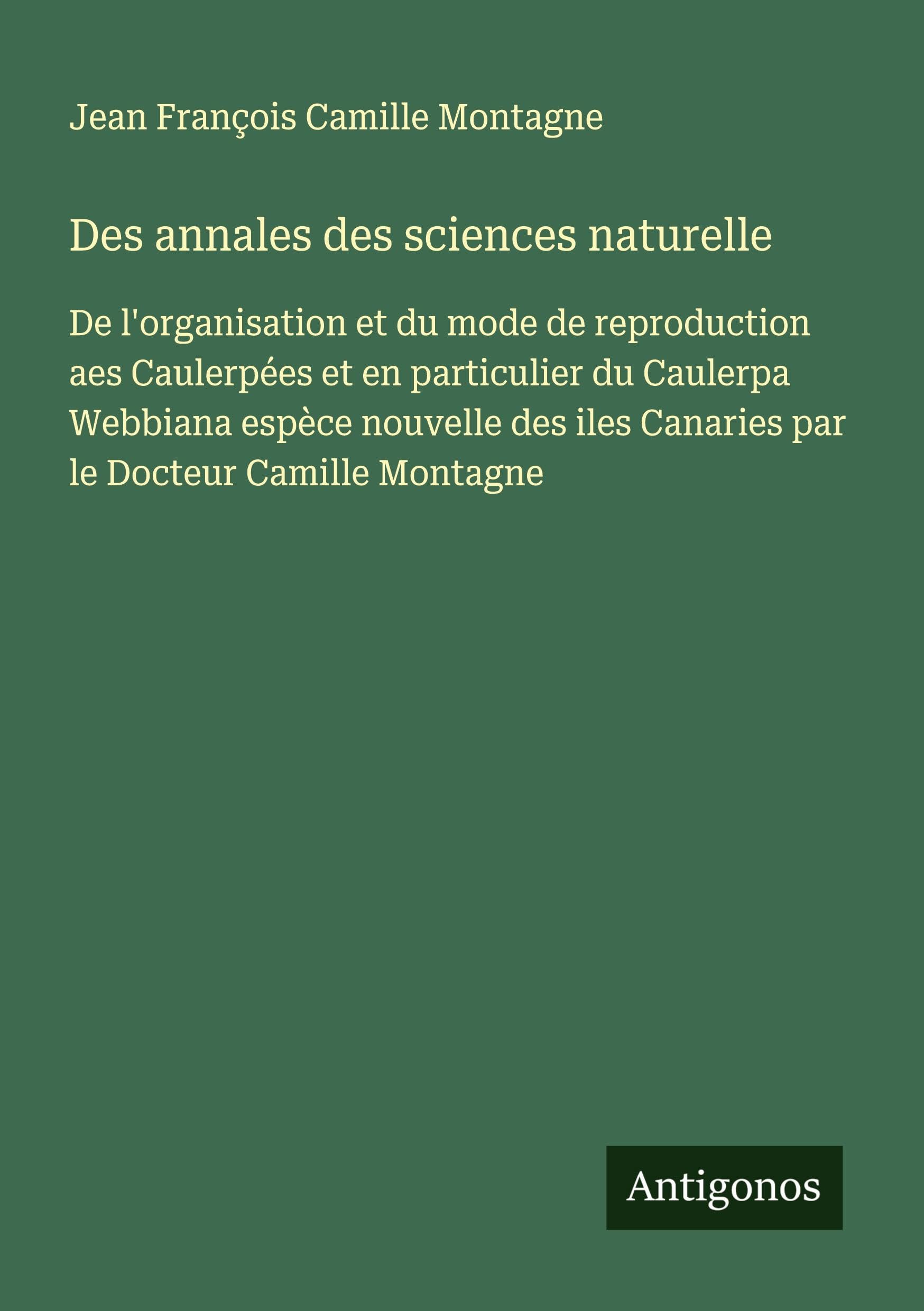 Des annales des sciences naturelle Classics