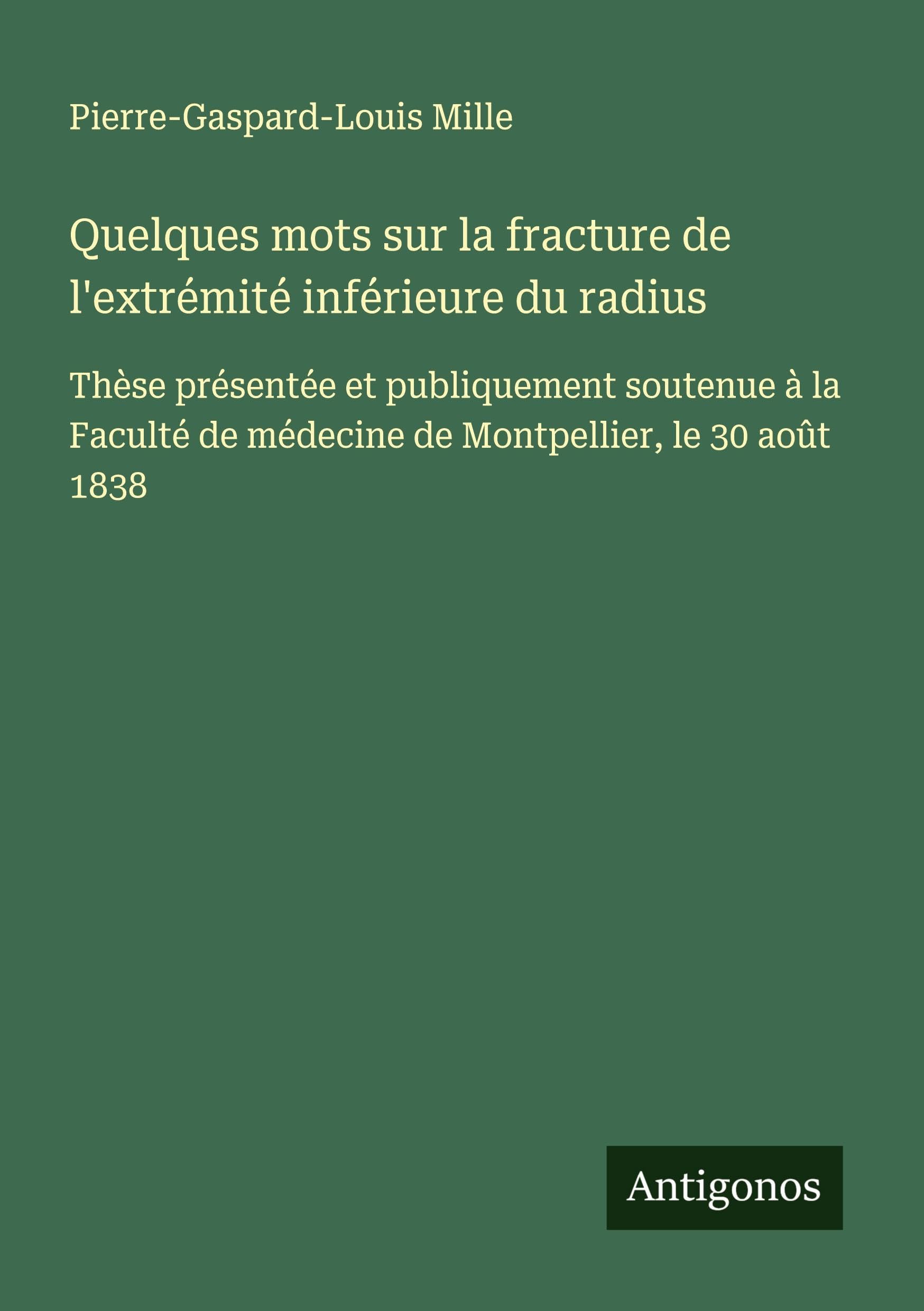 Quelques mots sur la fracture de l'extrémité inférieure du radius Classics