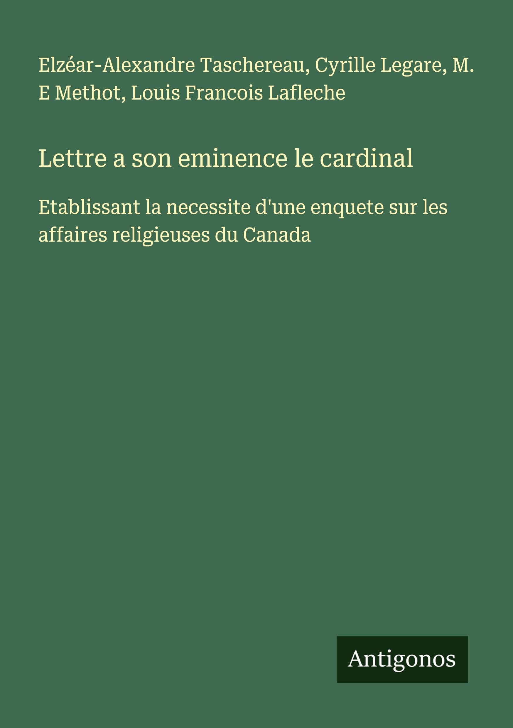 Lettre a son eminence le cardinal Classics