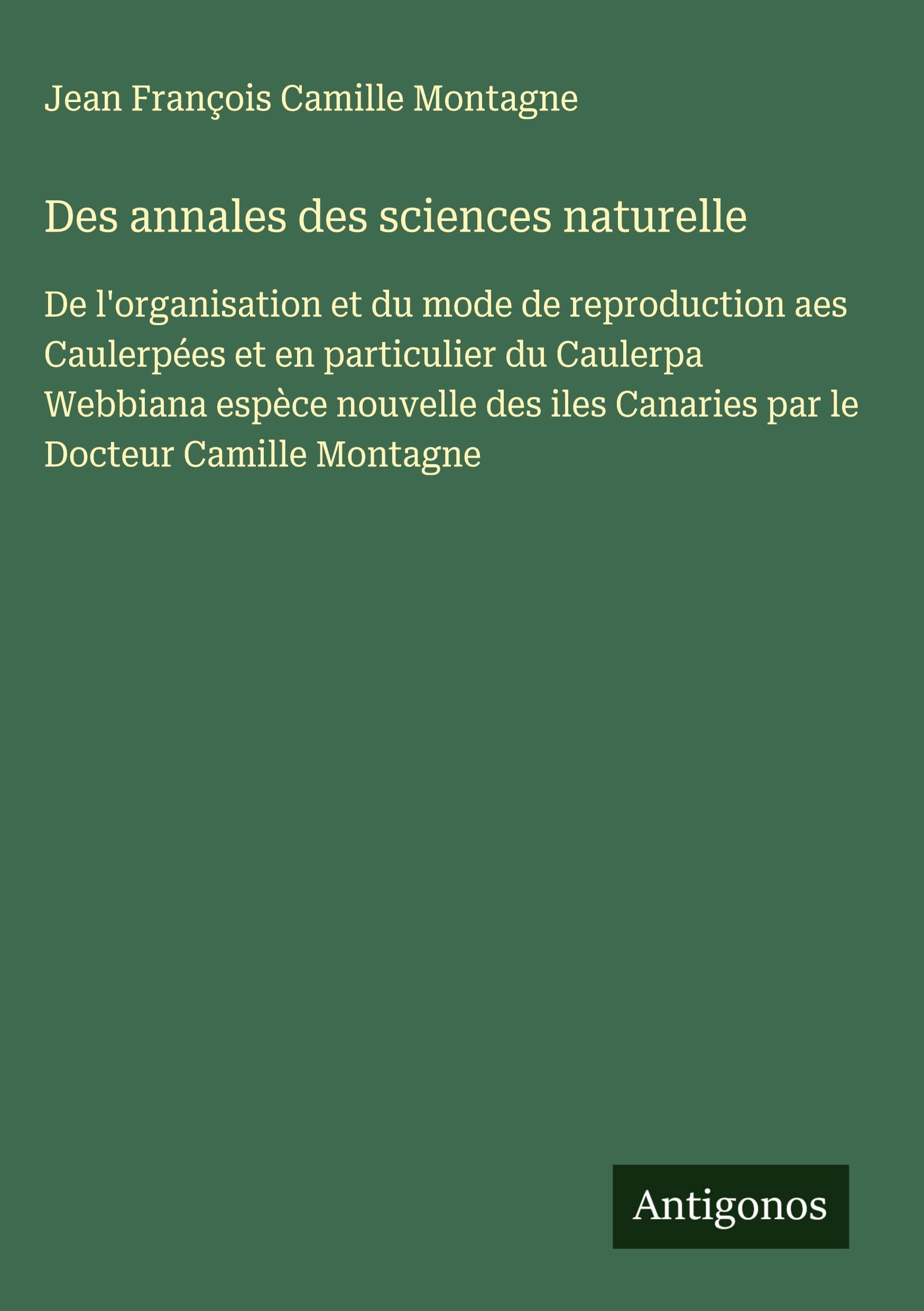 Des annales des sciences naturelle Classics